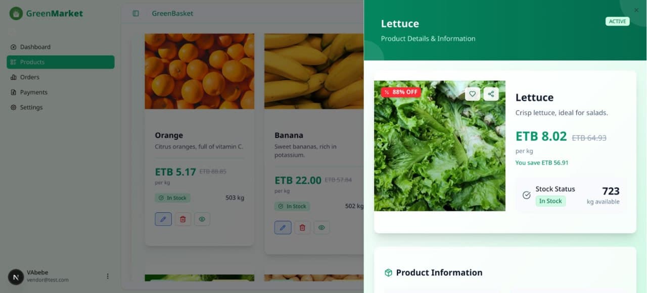 Multi-Vendor Marketplace interface